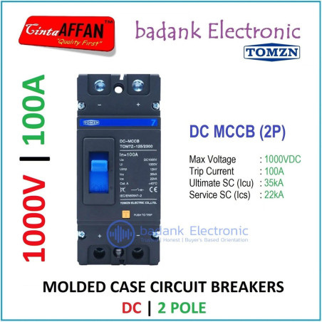 MCCB DC 2P 100A 1000V Molded Case Circuit Breaker Panel Surya PLTS